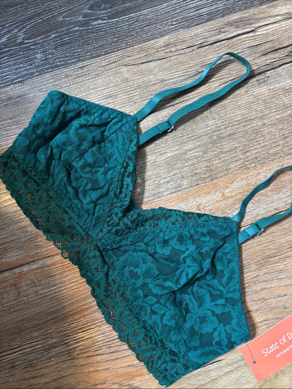 NEW State of Day Women's Lace Bralette, Small,  Forest Biome